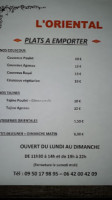 L'oriental menu