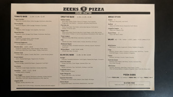 Zeeks Pizza menu