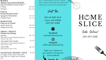 Home Slice menu