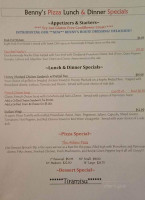 Benny's Pizza menu