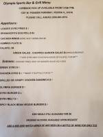 Olympia Sports Grill menu