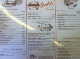 Val's Burgers menu