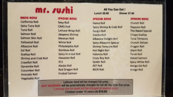 Mr Sushi -santa Clarita menu