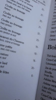 Hôtel Du Chasseron menu