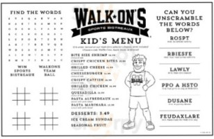 Walk On's Sports Bistreaux Lake Charles menu