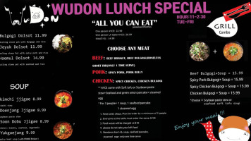 Wudon Bbq Korean menu