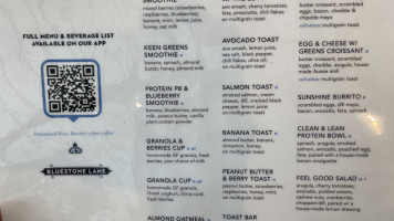 Bluestone Lane Westchester Coffee Shop menu