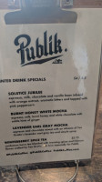 Publik Coffee Roasters menu