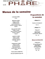 Chambres D'hôtes Le Phare menu