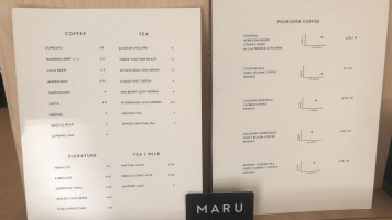 Maru Coffee menu