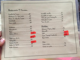 Restaurante El Crucero menu