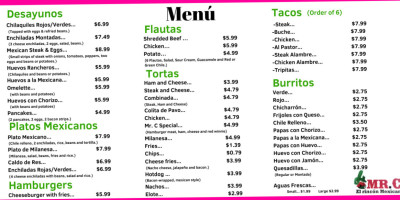 Mr. C El Rincon Mexicano menu