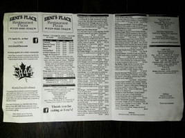 Erni's Place Pizza menu