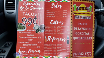 Taqueria San Andres menu