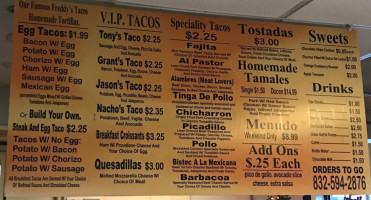 Freddy's Taco Shack menu