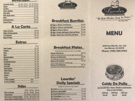 Lourdes Mexican Food menu