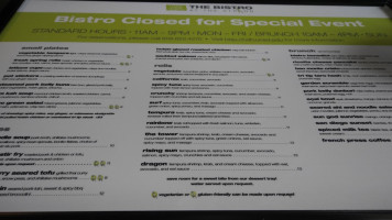 The Bistro At The Strand menu