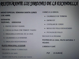 Los Jardines De La Escandella menu