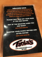 Tania's Rest menu