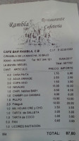 Cafeteria Rambla menu