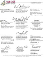 Half Shell Oyster House menu