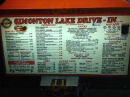 Simonton Lake Drive In menu