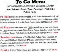 Franks Bar B Que Catering Service menu