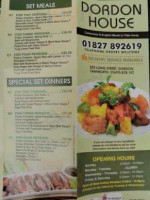 Dordon House menu