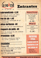 Pizzería La Pavesa menu