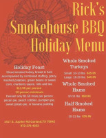 Rick's Smokehouse Barbecue menu