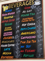 Bean Bag Cafe menu