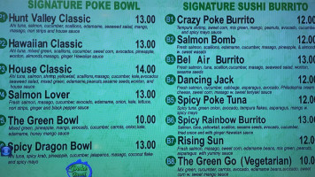 Poke Bowl menu