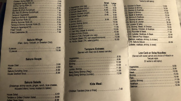 Sakura Japanese menu