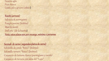 La Trattoria Del Lupo menu