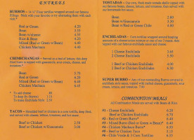 Lito's Fine Mexican Food menu