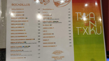 Hamburguesería Txantxiku, Sc menu