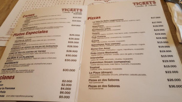 Tickets menu