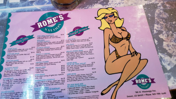 Romes Saloon menu