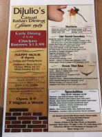 Dijulios Italian menu