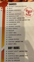 Buffalo Wild Wings menu