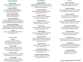 Angelo's Italian Kitchen menu