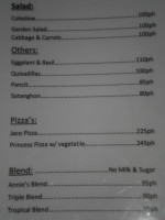 Ima's Vegetarian menu