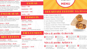 Viva Burrito Co menu