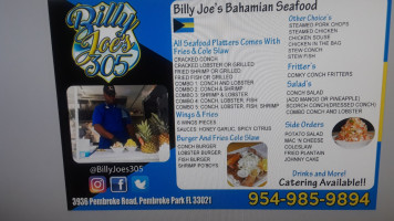 Billy Joe's 305 Bahamian Seafood menu