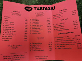 Buxx Teriyaki menu