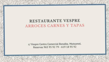 Vespre menu