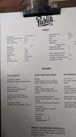 Publik. Coffee Roasters menu