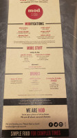 Mod Pizza menu