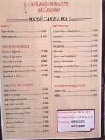 Cafe Sao Pedro menu