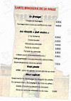 Brasserie De La Halle menu